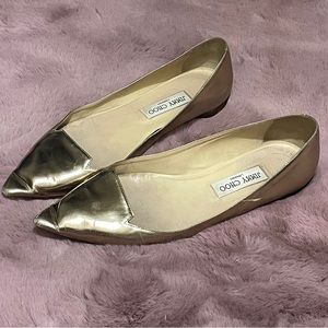 Jimmy Choo gold metallic Attila ballet flats size 40